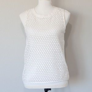 LOFT Women's Off White Tank Top with Geometric Cut Out Details Size Small